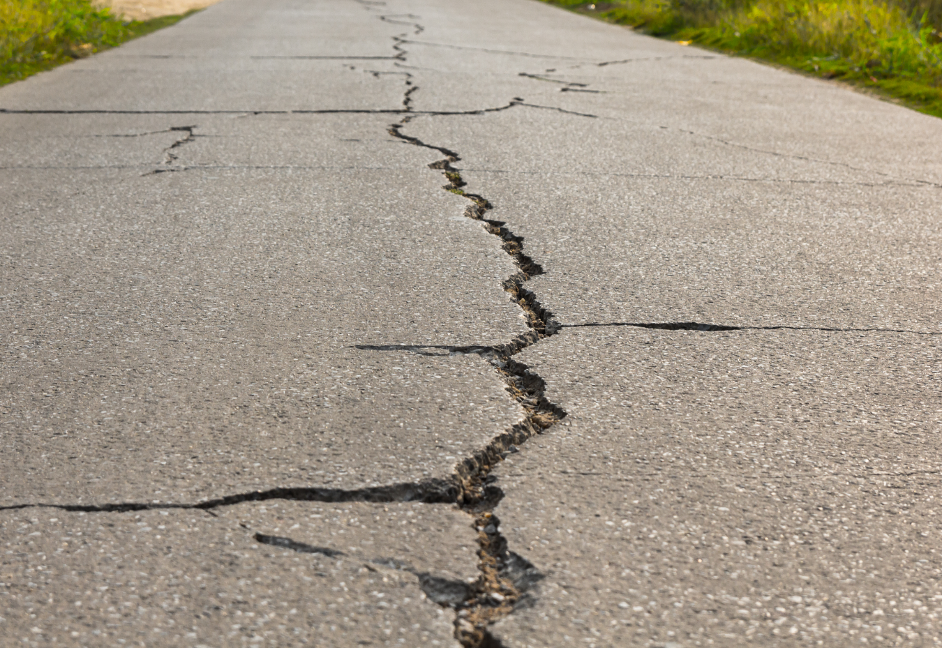 Concrete driveway with cracks